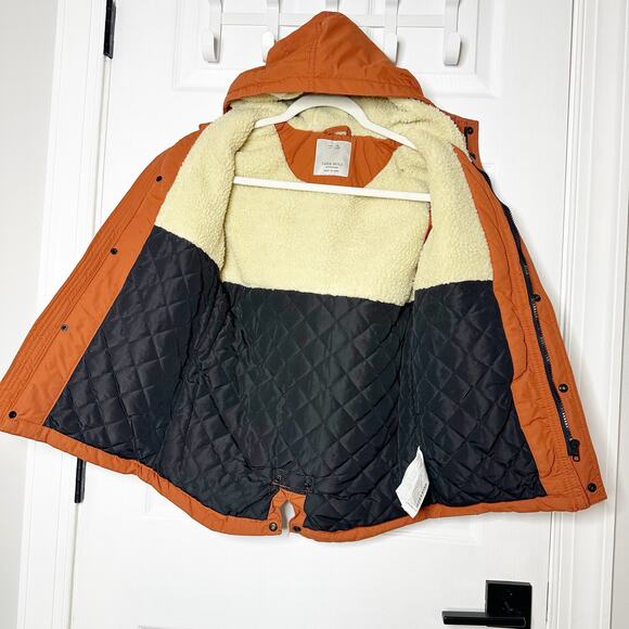 Zara Parka Sherpa Lined Toggle Orange Hooded‎ Jacket Boys 128cm Size 8 - Picture 4 of 6